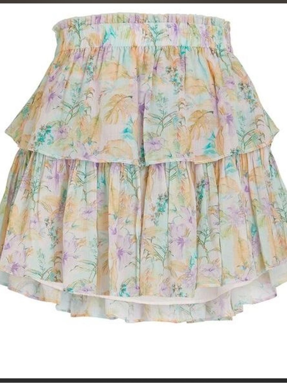 LoveShackFancy Pastel Floral Tiered Mini Skirt